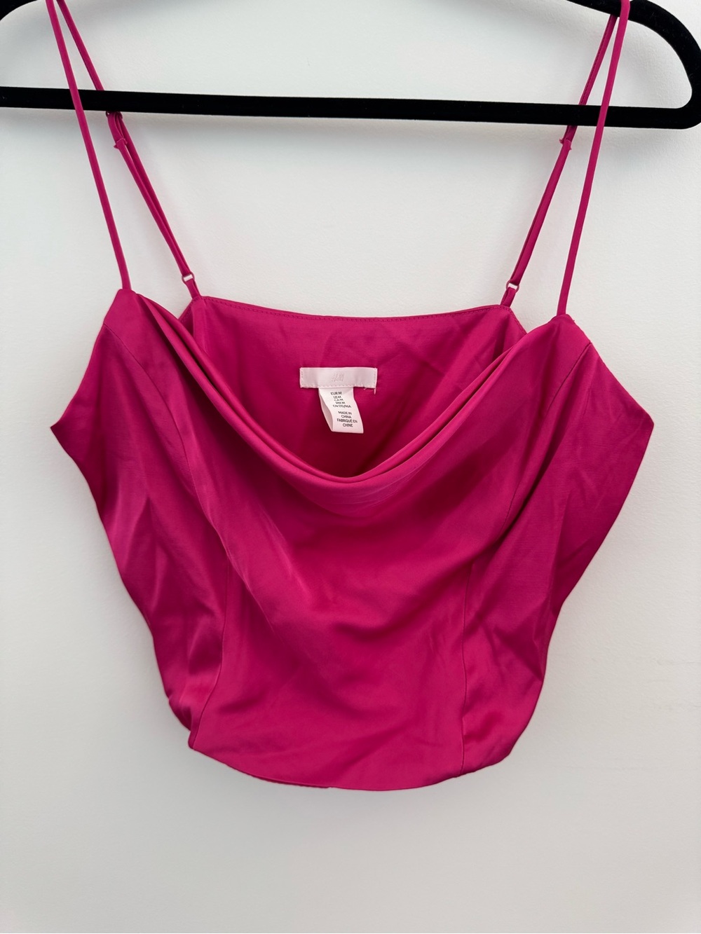 H&M Pink Cowl Neck Satin Corset Top with Boning